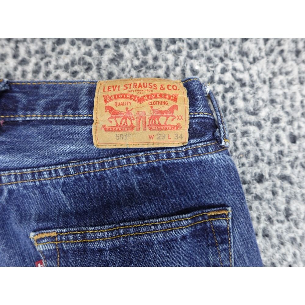 Levi's Straight Leg Jeans Mens 29x34 Blue Button Fly Denim 501 Style - Picture 14 of 15
